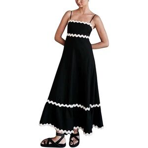 Petal & Pup Black Maxi Dress with White Trim